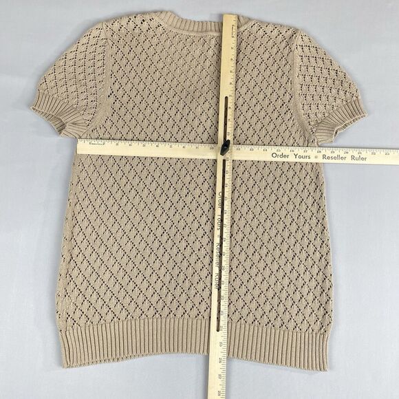 Croft and Barrow Knit Button Down Sweater Women's Large Tan Preppy Academia - Picture 6 of 9